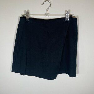 Abercrombie & Fitch Black Scarlett Linen-Blend Wrap Mini Skort